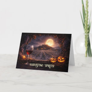 Halloween Wijn Wijngaard Wijnkolder Schattig Feestdagen Kaart