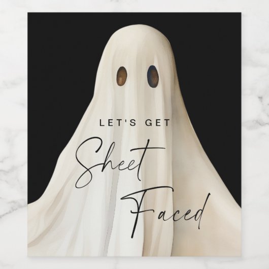 Halloween Wijnfles Label Let's Get Sheet Faced Wijn Etiket (Enkel label)