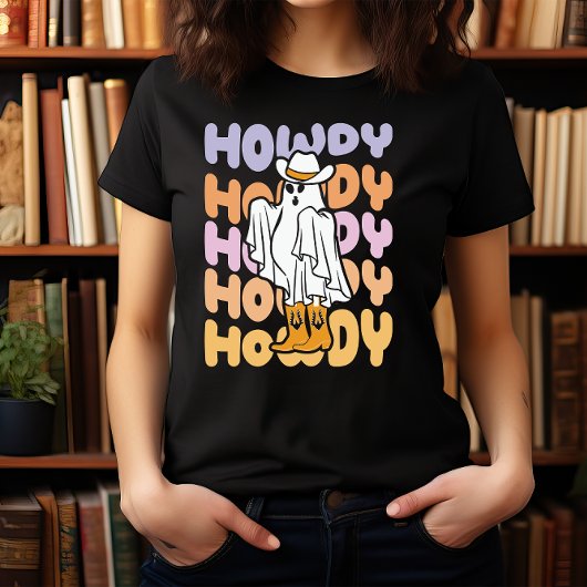 HALLOWEEN WILD WEST HOWDY COWBOY SPOOKY GHOST T-SHIRT