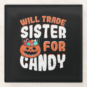Halloween Will Trade Sister for Snoep Glazen Onderzetter