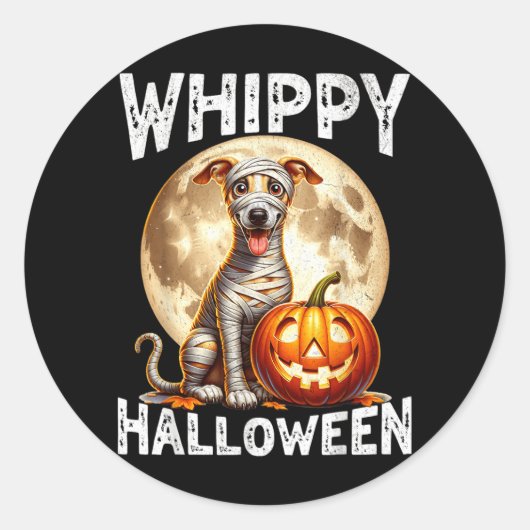 Halloween Windhond Hond Ronde Sticker (Voorkant)