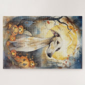 Halloween Windhond Met Pompoenen Eng Legpuzzel (Horizontaal)