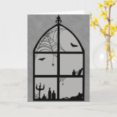 Halloween Window Silhouette Kaart (Gele Bloem)