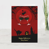 Halloween Wine en Witches Custom Name Kaart (Voorkant)