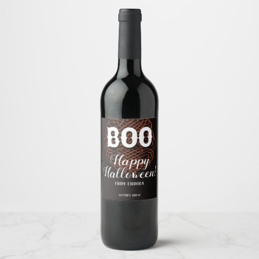 Halloween Wine Label  Boo Wijn Etiket (Voorkant)
