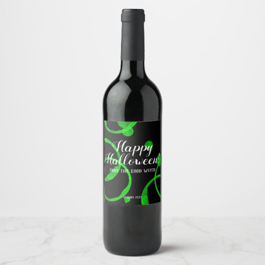 Halloween Wine Label Green Venom Wijn Etiket (Voorkant)