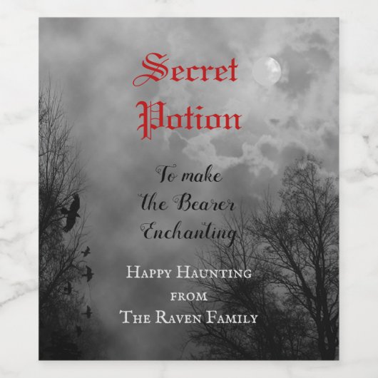 Halloween Wine Potion Party Favor with Ravens Wijn Etiket (Enkel label)