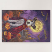 Halloween Wirefox Terrier Vampire Pumpkins eng Legpuzzel (Horizontaal)