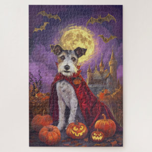 Halloween Wirefox Terrier Vampire Pumpkins eng Legpuzzel