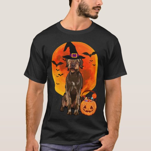 Halloween Wirehaired Pointing Griffon Jack O Lante T-shirt (Voorkant)