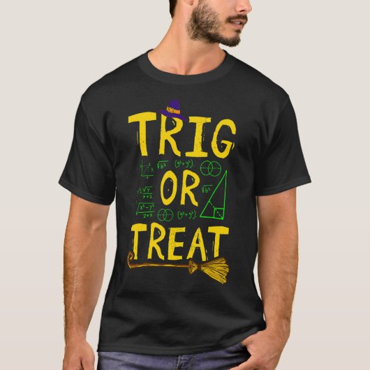 Halloween Wiskunde docent trig of behandeling stud T-shirt (Voorkant)