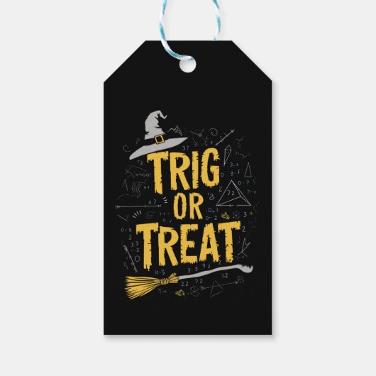 Halloween Wiskunde leraar Trig of Treat School Cadeaulabel (Achterkant)