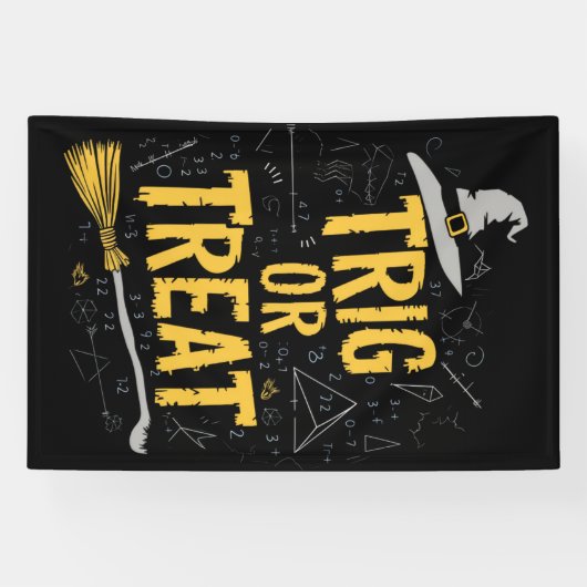 Halloween Wiskunde leraar Trig of Treat School Spandoek (Horizontaal)