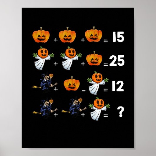 Halloween Wiskunde vergelijking voor Wiskunde doce Poster (Voorkant)