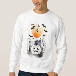 Halloween wit Hoody met pompoen en vleermuizen