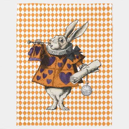  Halloween Wit Konijn Alice In Wonderland Fleece Deken (Voorkant)