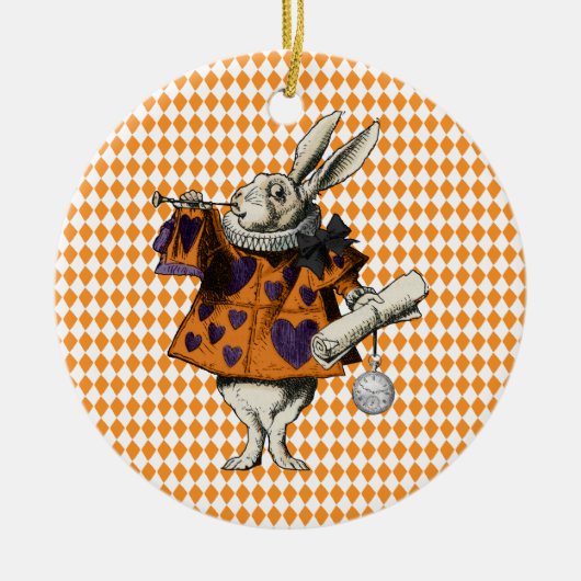  Halloween Wit Konijn Alice In Wonderland Keramisch Ornament (Voorkant)