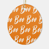 Halloween wit sinaasappel boo tekstpatroon keramisch ornament (Links)
