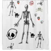 Halloween wit skelet douchegordijn (Voorkant)