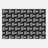 Halloween wit zwart boek tekstpatroon inpakpapier vel (Voorkant)