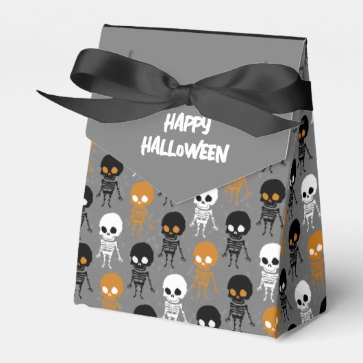 Halloween Wit Zwart Sinaasappel Skeleton Patroon G Bedankdoosjes (Voorkant Zijde)