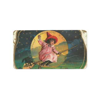  Halloween Witch Afbeelding op Label