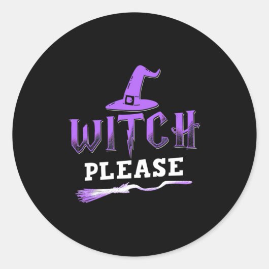Halloween Witch Alsjeblieft Ronde Sticker (Voorkant)