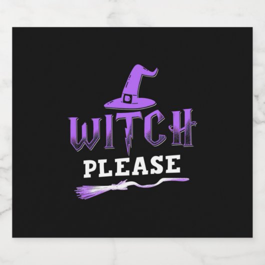 Halloween Witch Alsjeblieft Sparkling Wijnetiket (Enkel label)
