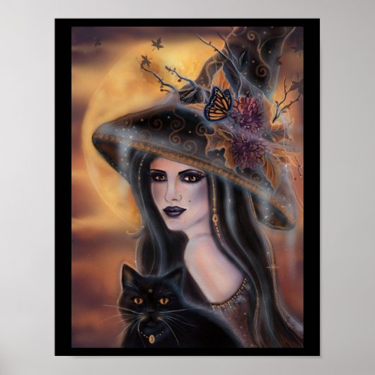 Halloween witch and black cat art Renee Lavoie Poster (Voorkant)