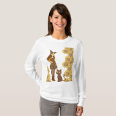 Halloween Witch and Cat Basic T-shirt met lange mo (Voorkant volledig)