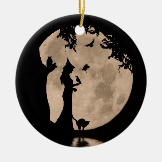 Halloween Witch and Familiars Decorations Ornament (Voorkant)