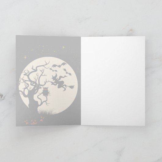 Halloween Witch And Owl Greeting Card Kaart (Binnen)