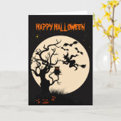 Halloween Witch And Owl Greeting Card Kaart (Gele Bloem)