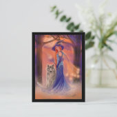Halloween witch and wolf card by Renee Lavoie Briefkaart (Staand voorkant)