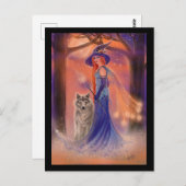Halloween witch and wolf card by Renee Lavoie Briefkaart (Voorkant / Achterkant)