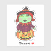 Halloween  Witch Art Drawn Classic Fun Sticker (Vel)