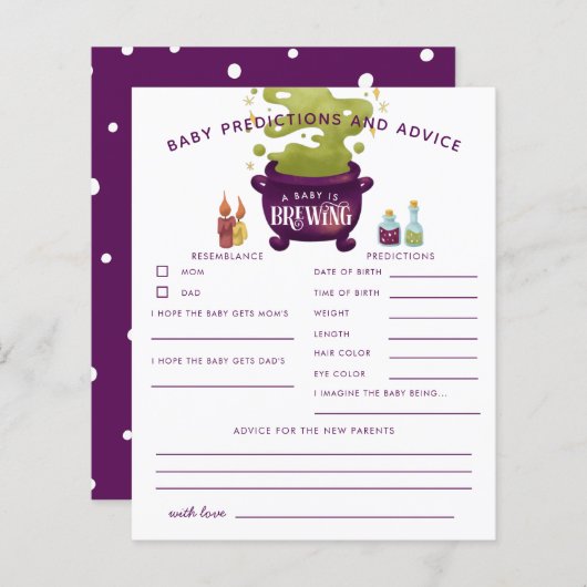 Halloween Witch Baby Predications & Advice Card (Voorkant / Achterkant)