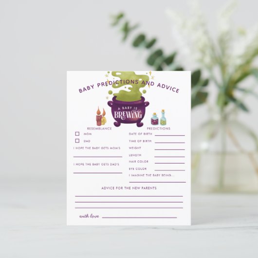 Halloween Witch Baby Predications & Advice Card (Staand voorkant)