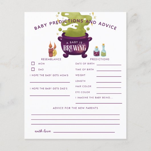 Halloween Witch Baby Predications & Advice Card (Voorkant)