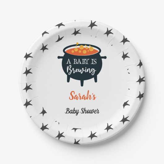 Halloween Witch Baby shower, aangepaste naam Papieren Bordje (Voorkant)