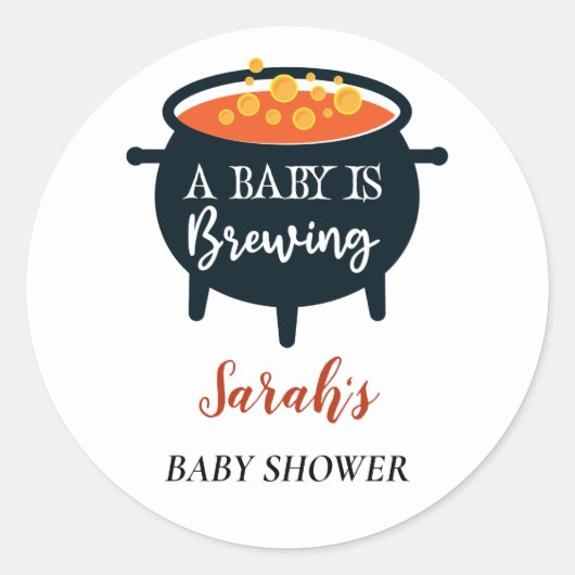 Halloween Witch Baby shower, aangepaste naam Ronde Sticker (Voorkant)