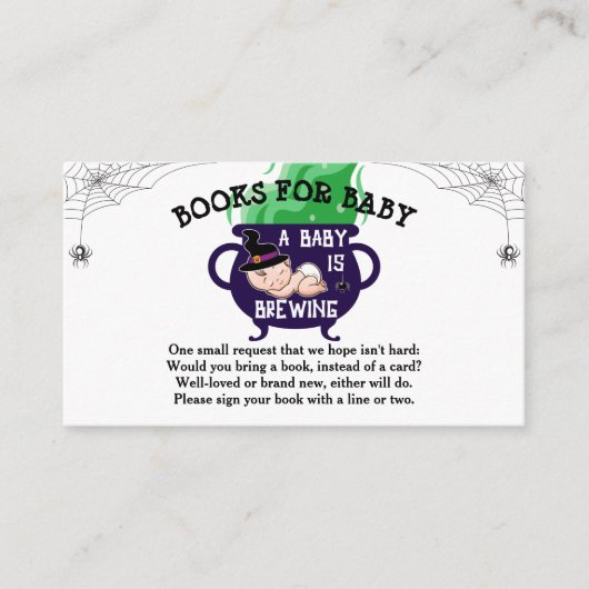 Halloween Witch Baby shower Books for Baby Informatiekaartje (Voorkant)