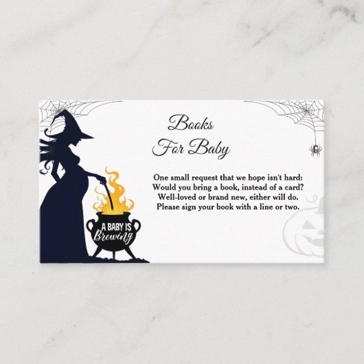 Halloween Witch Baby shower Books for Baby Informatiekaartje (Voorkant)