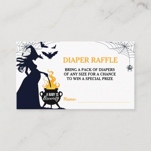 Halloween Witch Baby Shower Diaper Raffle Informatiekaartje (Voorkant)