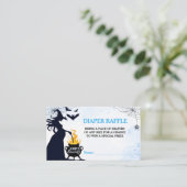 Halloween Witch Baby shower Luier Raffle Blauw Informatiekaartje (Staand voorkant)