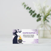 Halloween Witch Baby shower Luier Raffle Paarse Informatiekaartje (Staand voorkant)