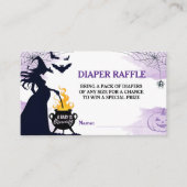 Halloween Witch Baby shower Luier Raffle Paarse Informatiekaartje (Voorkant)