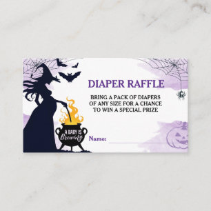 Halloween Witch Baby shower Luier Raffle Paarse Informatiekaartje