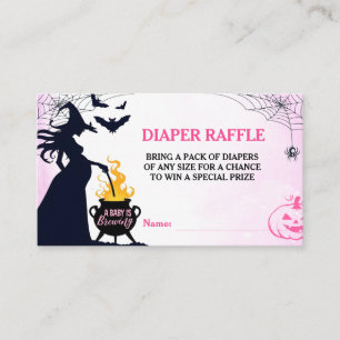 Halloween Witch Baby shower Luier Raffle Roze Informatiekaartje