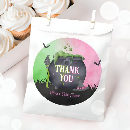 Halloween Witch Baby Shower Pink Favor Bags Bedankzakje